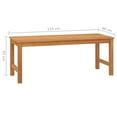 thumbnail image 2 of vidaXL Patio Bench, Indoor/Outdoor for Entryway, Garden, Solid Teak Wood, 44.9"x15.7"x17.7" Brown, 2 of 7