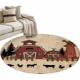 thumbnail image 2 of Brown Farmhouse Round Area Rug 4ft, Vintage Country Animals Cabin Forest Washable Non-Slip Circle Rugs for Bedroom Living Room Kitchen, Soft Non Shedding Circle Carpet for Dining Room Dorm, 2 of 9