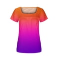 thumbnail image 4 of Sentuca Print Going Out Tops for Women Short Sleeve Square Neck Soft Casual Tops, 4 of 5