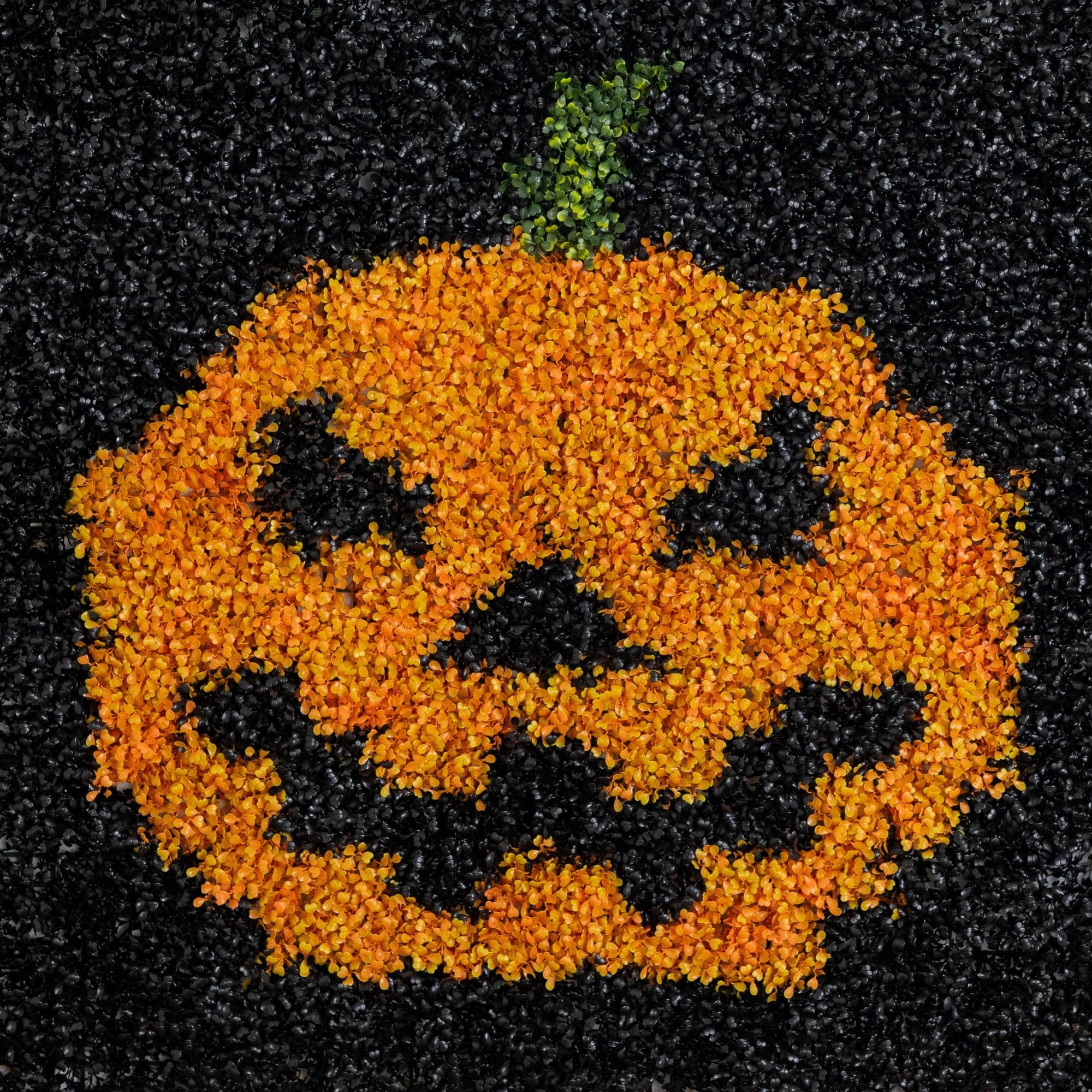 40in. x 40in. UV Resistant Artificial Halloween Boxwood Jack-o'-Lantern Wall Decor Mat (Indoor/Outdoor)