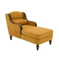 thumbnail image 7 of Chaise Lounge Chair Indoor, Upholstered Chenille Sleeper Sofa Bed with Wooden Armrests and Legs, Lazy Reading Chair Couch,  Bearing 500LBS, Yellow, 7 of 7