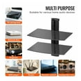 thumbnail image 6 of Wall Mounted AV Media Stand, 2 Tier Floating Shelf for Record Player - Adjustable Height, Tempered Glass Audio Rack for Stereo, Projector, Cable Management, 6 of 7