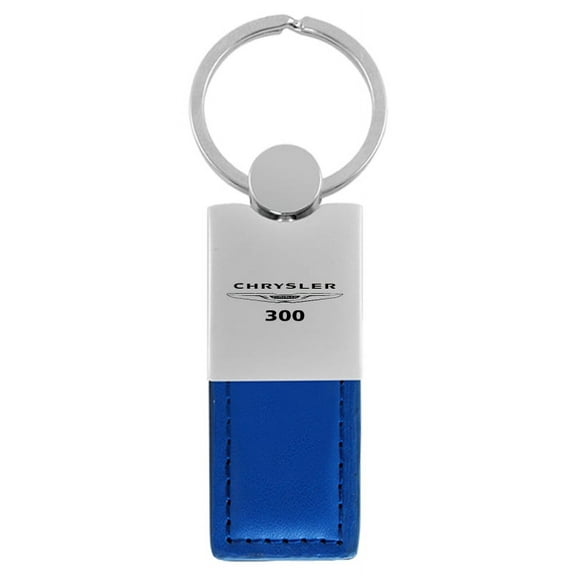 Chrysler 300 Duo Rectangular Leather Key Chain (Blue)