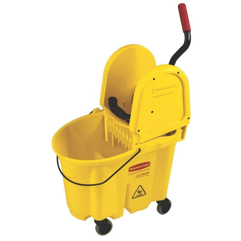 Rubbermaid 35 qt Yellow Plastic WaveBrake® Mop Bucket With Side Press  Wringer
