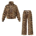 thumbnail image 5 of Yuyamidu Leopard Print Women's Tracksuits Matching Sweatsuit Loungewear Lounge Sets 2 Piece Outfits Spring Fall Winter Drawstring Pullover Sweatshirt Wide Leg Sweatpants Tops Bottoms Set L, 5 of 7