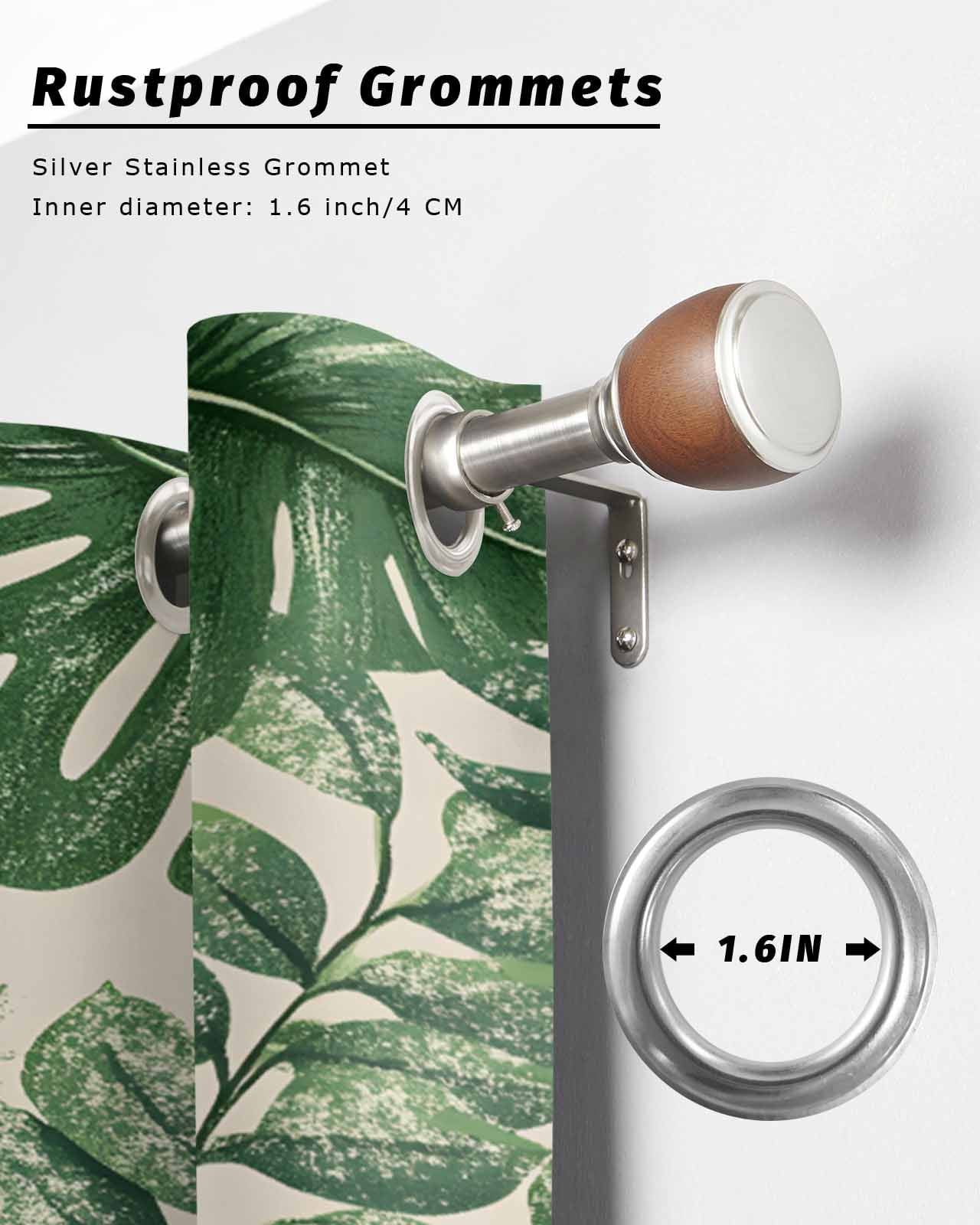 nqOlkjepod Outdoor Curtains for Patio Waterproof, Tropical Leaves Outdoor Privacy Panels Grommet, Vintage Country Summer Green Leaf Plant Blackout Outside Curtains for Porch/Cabana 54"x84", 2 Panels
