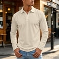 thumbnail image 2 of gzxflxpge Men Long Sleeve Golf Shirt Casual Streetwear Collared Button Up Golf Tshirts Trendy Loose Fit Solid Color Tops for Walking Beige 3XL, 2 of 8