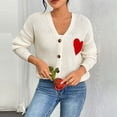 thumbnail image 6 of FAIWAD Women's Graphic Embroidery Cardigan Sweaters Long Sleeve Loose Open Front Knit Crop Sweater, 6 of 8