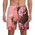 thumbnail image 2 of Goofa Delicate Pink Carnations A Printed Men's Swim Trunks Board Shorts Quick Dry Mens Swimming Trunks with Compression Liner,Breathable Fit Hawaii Beach Shorts-XX-Large, 2 of 9