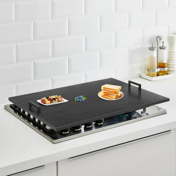 Stove Top Covers for Gas Burners Acacia Wood Noodle Board Stove Cover with Handles Cooktop Protector Rectangular Serving Tray For Home Kitchen Restaurant Camping