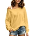 thumbnail image 3 of Auralook Womens Off the Shoulder Tops Sweatshirts Lightweight Oversized Pullovers Long Sleeve Loose Fit Tunic Tops, 3 of 9