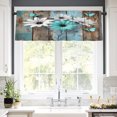 thumbnail image 2 of Remain Unique Rustic Teal Blue Daisy Flower Butterfly Rod Pocket Polyester Curtain Valance for Home Kitchen Bedroom Living Room Window Decor 54x18 inch, 2 of 5