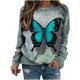 thumbnail image 1 of Camisas informales de manga larga para mujer, sudadera de cuello redondo con estampado de mariposa, jersey de cuello redondo, túnica holgada con estampado de puesta de sol Pompotops  gfhjh19782, 1 of 5
