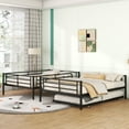 thumbnail image 7 of Kumix Bunk Bed with Trundle, Full over Full Bunk Bed with Full Length Guardrail and Ladder for Teens, Metal Bunk Bed Can Convertible into 2 Beds, 3 in 1 Bunk Bed, Noise-Free, Black, 7 of 7