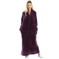 Oksun Womens Zip up Bathrobes Long Plush Fleece Warm Dressing Robe