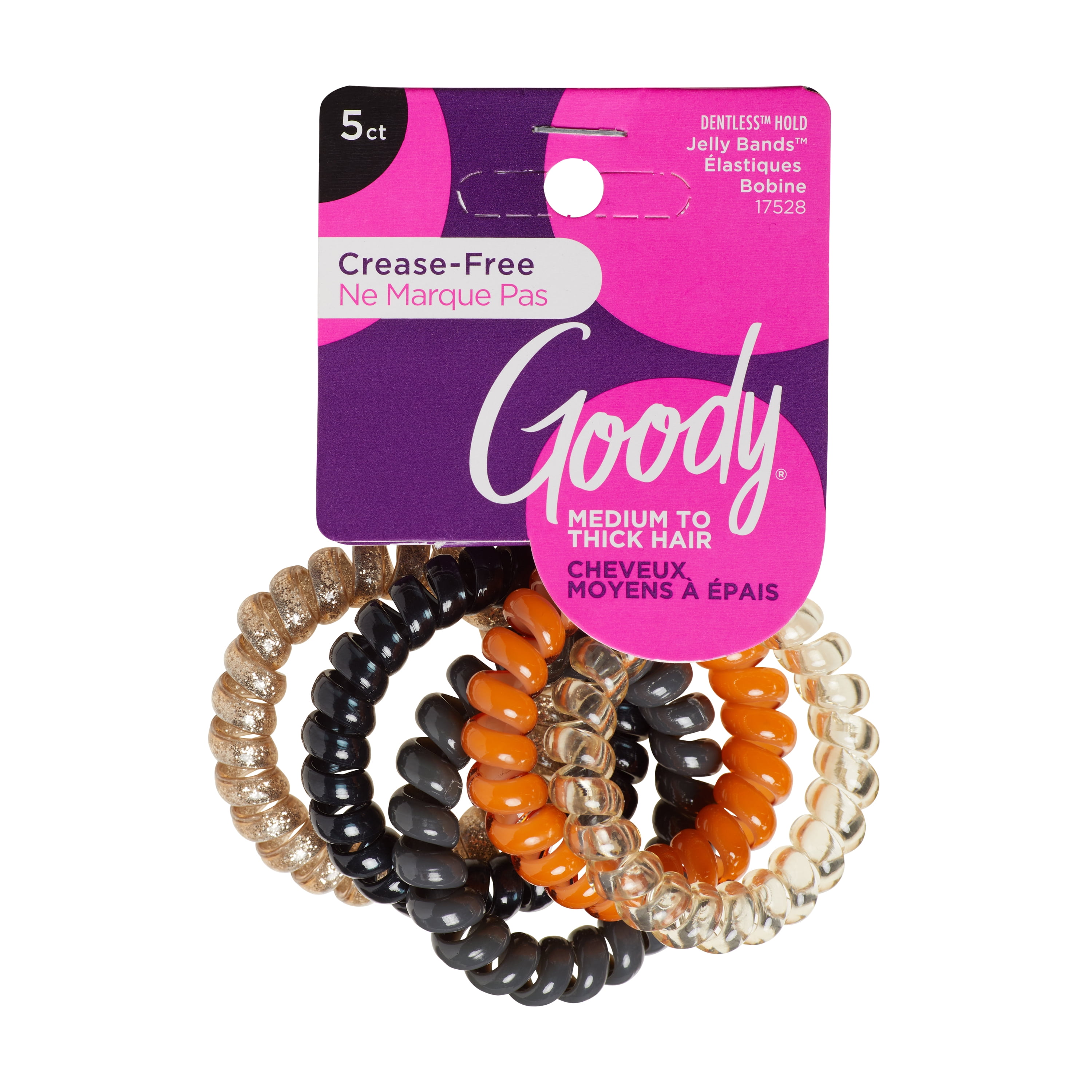 (2 pack) Goody Ouchless Jelly Band Coil, Small Ponytail Holders, Assorted Colors, 5 Ct