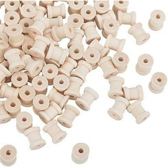 300PCS Wooden Spools 1/2 x 1/2 Inch Mini Unfinished Wooden Spools Natural Wooden Spools for Arts and DIY Crafts