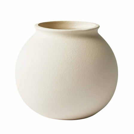 Better Homes & Gardens Matte Ceramic Round Vase, 5.9", Natural Beige White