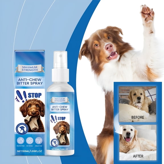 QARUN Bitter Spray for Dogs to Stop Chewing and Licking, No Chew Spray for Dogs, Non-Toxic, Stop Licking Wounds and Tearing Furniture, Protecting Furniture, Shoes, Bandages. (1pcs, 1.69 Oz).