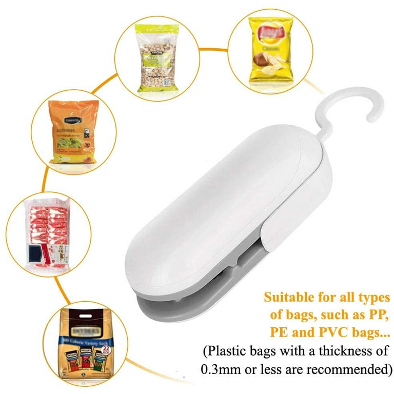 Heldig 2 in 1 Portable Food Bag Sealing Machine - Bag Sealer Mini USB  Portable bag Sealer,Bag resealer for Chip Bags,Chip Bag Crimper 
