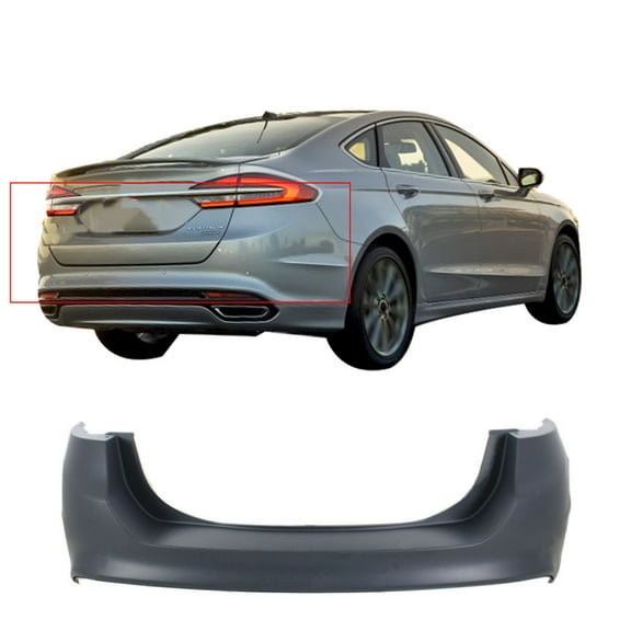 SEBLAFF Rear Bumper Cover Replacement for Ford Fusion 2013-2018 Primered w/o Park Sensor Holes