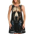 thumbnail image 1 of Fotbe Urban Bear With Headphones Vestido de Verano sin Mangas para Mujer – Vestido Midi Línea A, Estilo Camiseta Floral, Vestido Playero Casual y Fluido, 1 of 7