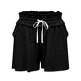thumbnail image 3 of QATAINLAV Womens Casual Shorts Fashion High Waisted Pleated Gauze Summer Shorts Cute Comfy Beach Shorts with Pockets with Pockets Lounge Wear Black XXL, 3 of 9