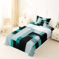 thumbnail image 3 of Castle Fairy Abstract Geometric Block Twin Sheets 3pcs,Minimalism Vertical Streak Bedding,Black Teal Pale,1 Flat Sheet, 1 Fitted Sheet and 1 Pillowcase, 3 of 7