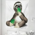 thumbnail image 1 of Sloth Tapestry, Sluggish Wild Jungle Animal Eating Green Leaves Idle Indolent Fun Character, Fabric Wall Hanging Decor for Bedroom Living Room Dorm, 5 Sizes, Umber Ivory Green, by Ambesonne, 1 of 1