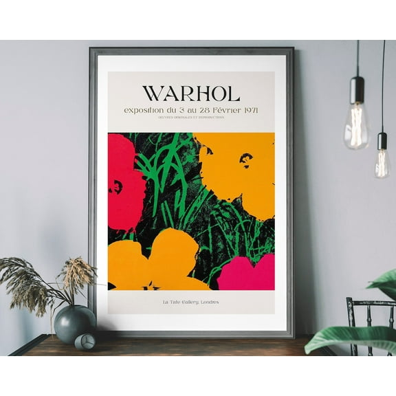 Andy Warhol Flowers Museum Poster, Vintage Exhibition Art, Floral Pattern Print Wall Art, Modern Wall Decor, 8x12 UNFRAMED