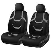 Coverado Car Seat Covers, Faux Leather with Mesh Fabric Front Car Seat Protectors, 4 Pieces Universal Fit for Most Cars SUV Trucks, Black&Gray