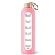 thumbnail image 1 of Botella de agua de vidrio con funda de silicona, botella de agua con marca de tiempo, botella de agua de vidrio de borosilicato transparente, controle su volumen diario de agua potable 1L, 1 of 6