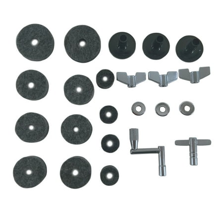 

23 Pieces/Set Drum Felt Pad Set Wear Resistant Anti-slip Drum Felt with Sleeve Nut Washer Wrench Durable Drum Accessory