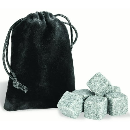 Whiskey Stones Set of 6 Natural Chilling Drink Rocks and Carrying Pouch (Best Whiskey For Manhattan Drink)