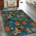 thumbnail image 2 of 3'x5' Area Rugs, Orange Green Spring Floral Indoor Outdoor Area Rug for Living Room Bedroom, Vintage Botanical Summer Flower Washable Bathroom Rugs Kitchen Floor Carpet Mats Home Decor Aesthetic, 2 of 8