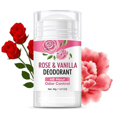 HHBEAUTY Rose Vanilla Deodorizing and Sweating Stick, Aluminum-Free Vegan Deodorant Rose & Vanilla with 48 Hour Odor Protection for Women and Men, Natural Ingredients, Cruelty-Free