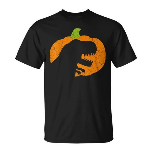 SR Boys Halloween Pumpkin T-Rex Dinosaur Silhouette T-Shirt