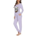 thumbnail image 2 of FOR U DESIGNS Purple Koala Pajama Sets for Women 2 Piece Long Sleeve Sleepwear Soft Loungewear Size M Nightwear for Women Jogger Long Pants and Crew Neck Tops, 2 of 6