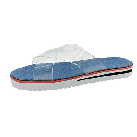 

Cotonie Women s Fashion Transparent Cross Strap Lightweight Flat Beach Slippers