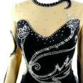 thumbnail image 4 of LIUHUO Custom Figure Skating Dress Girls Ladies Spandex Black with Streamlined Flower Diamond Embellishments, 4 of 8