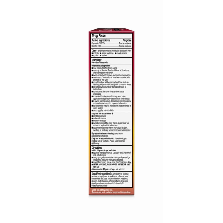 Capzasin Arthritis Pain Relieving Quick Relief Gel with Menthol