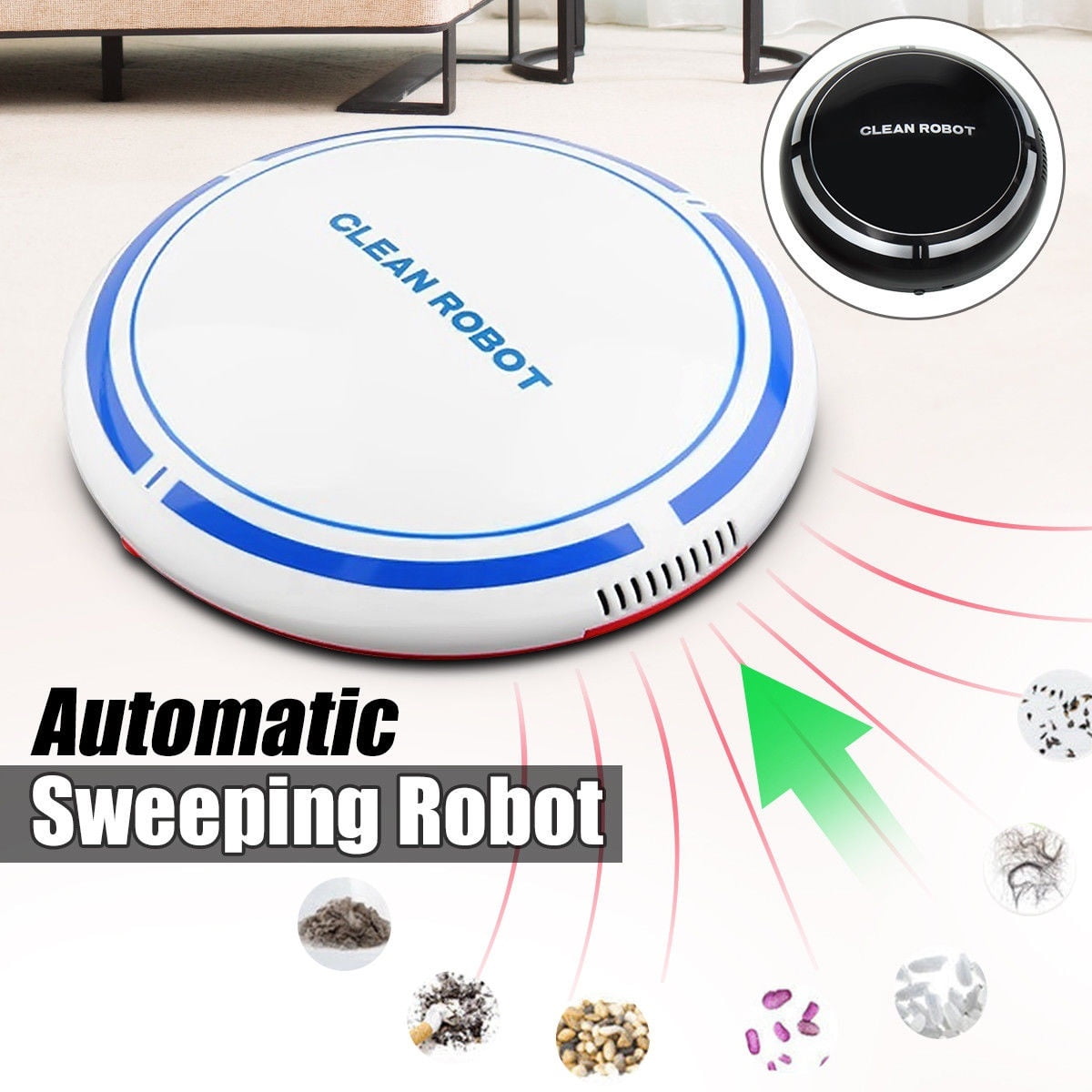 Automatic USB Rechargeable Smart Robot Vacuum Floor Corners Dust