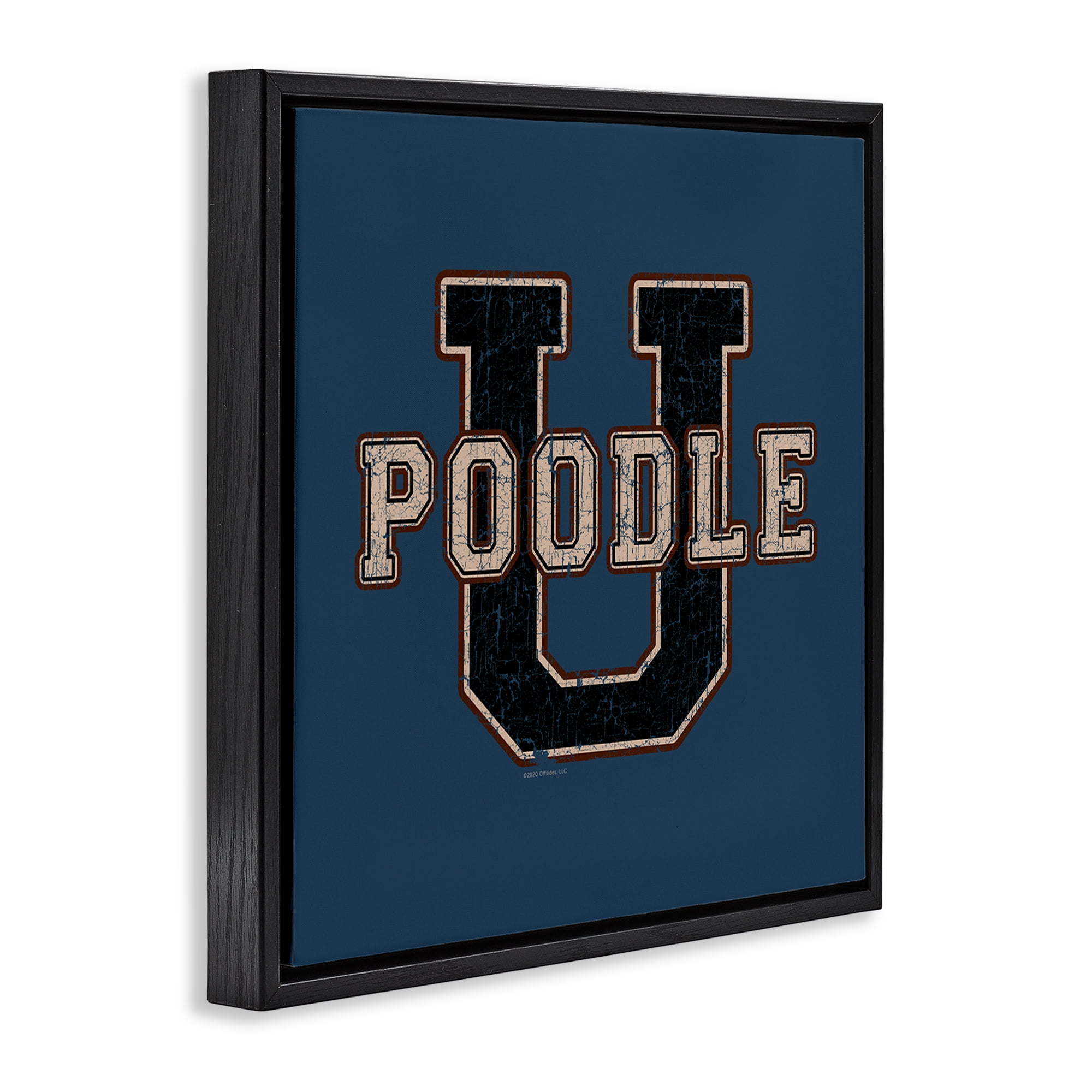 Stupell Industries Varsity Poodle U Novelty & Humor Painting Black Floater Framed Canvas Art Print Wall Art, 18 x 18