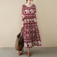 thumbnail image 3 of Women Loose Dress Long Sleeves Print Side Pockets Casual Holiday, 3 of 8
