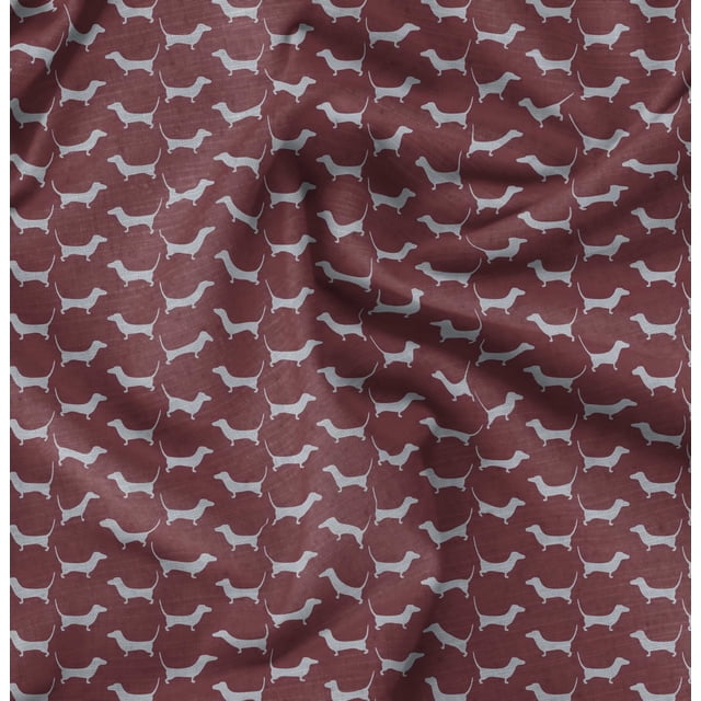 Soimoi Tissu Poly Georgette Imprimé Teckel au Mètre 42 Pouces de Large