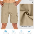 thumbnail image 5 of FEN AI Men Lightweight Outdoor Casual Shorts Expandable Waist Water Resistant Quick Dry Cargo Short for Hiking Fishing Working Khaki, 5 of 9