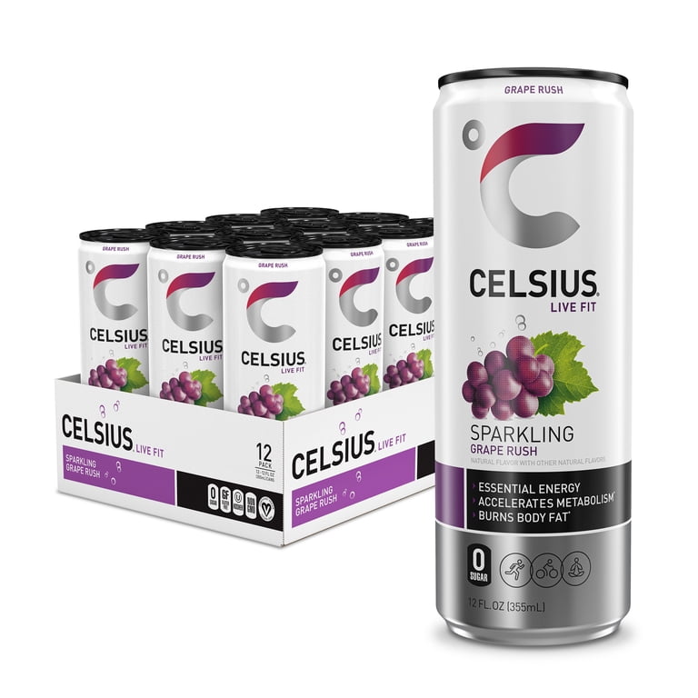 Celsius Sparkling Grape Rush Energy Drink, 12 fl oz, 12 Pack photo 1