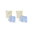 thumbnail image 2 of BemeyourBBs Toddler Baby Girl Spring Summer Clothes 2 Pieces Outfits 3D Flower Decor Fly Sleeve Crew Neck Tops Elastic Waist Shorts 2Pcs Clothes Set, 2 of 9