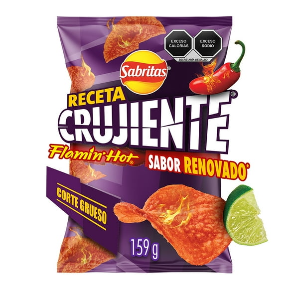 Papas fritas Sabritas Receta Crujiente Flamin' Hot sabor chile y limón 159 g