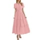 thumbnail image 1 of Vestido midi maxi informal de verano para mujer: vestido boho de playa con mangas cortas, cuello en V, cintura elástica y bolsillos - S-XXL, 1 of 5